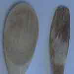 Lye-damaged spoon
and undamaged spoon, in close-up